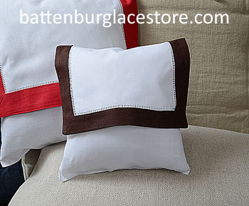 Envelope Pillow.Baby size 8 in. White with French Roast color. - Click Image to Close
